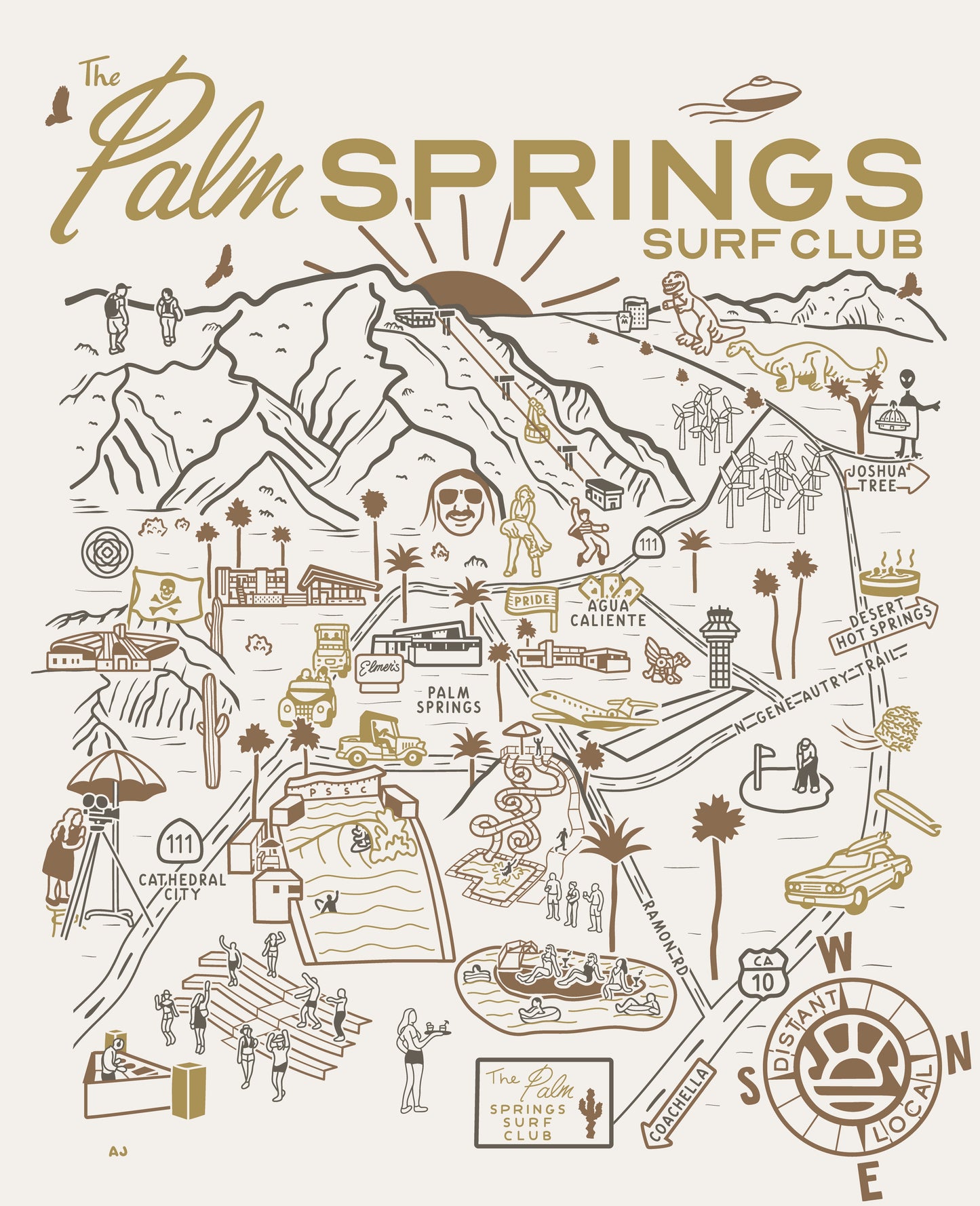 PALM SPRINGS MAP TEE